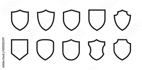 shield vector set outline vector design illustrator