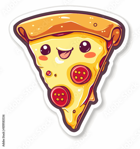 Smiling Pizza Slice Sticker 
