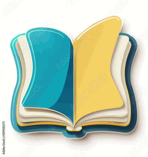 Open book illustration with paper layers