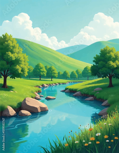 summer landscape with lake