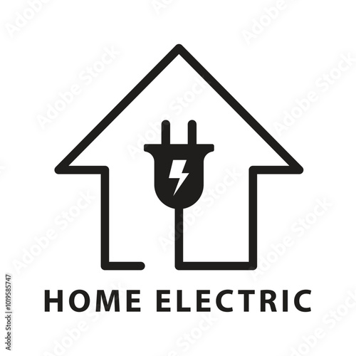 home electric logo icon line concept