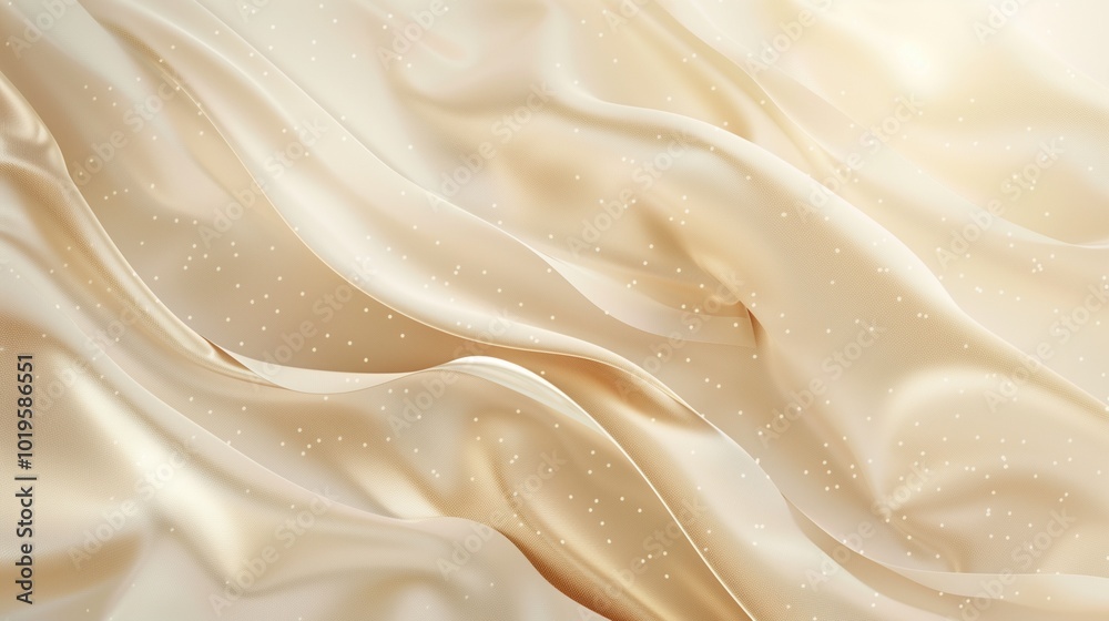 Obraz premium White premium satin shiny luxury gold thread abstract flow glitter pattern