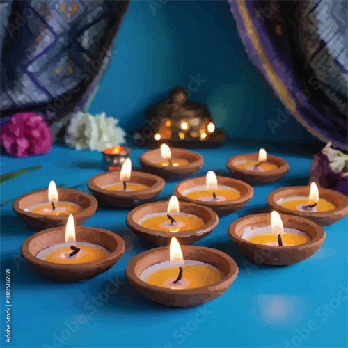 Celebration of Diwali happy candlelight cartoons
