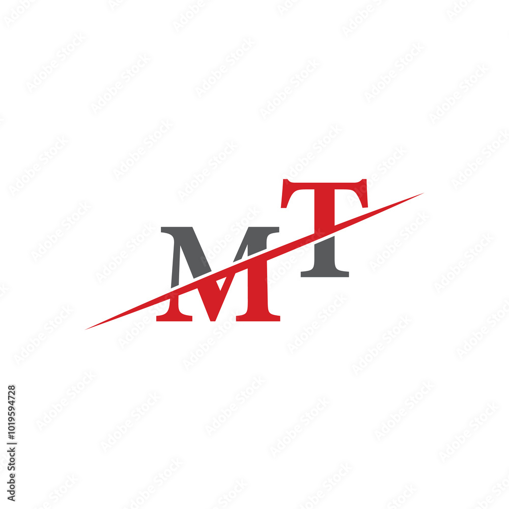 Minimalist MT Logo with Dynamic Diagonal Line Minimalist MT Logo with Dynamic Diagonal Line