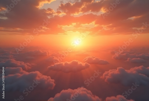 Sunlight with clouds and orange sky background