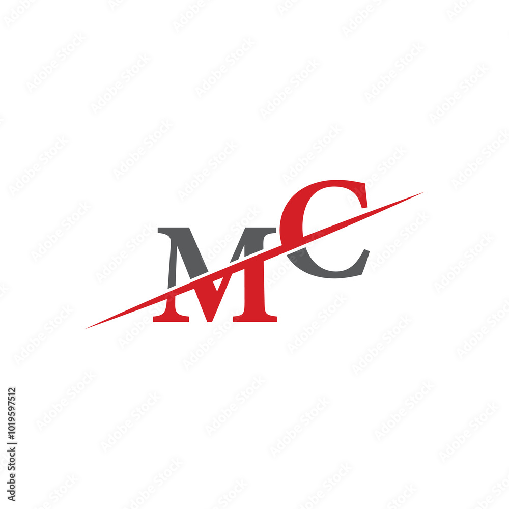 Minimalist MC Logo with Dynamic Diagonal Line Minimalist MC Logo with Dynamic Diagonal Line