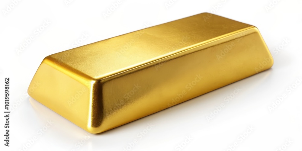 Shiny ingot of gold on white background, gold, ingot, precious metal, luxury, wealth, valuable, investment, finance, shiny Shiny ingot of gold on white background, gold, ingot, precious metal, luxury, wealth, valuable, investment, finance, shiny