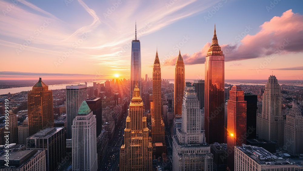 Obraz premium sunset over city