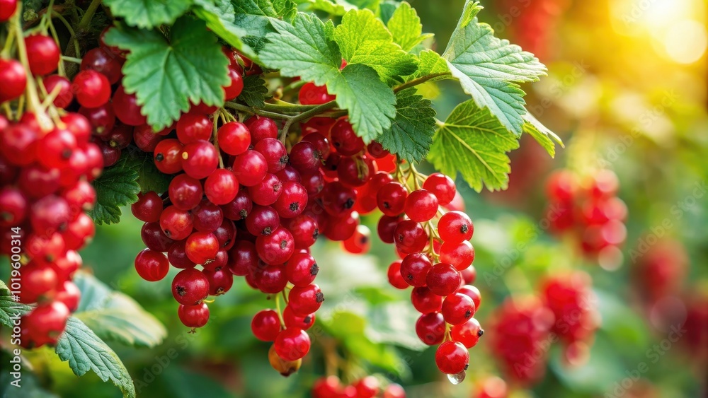Bush of red currant with ripe berries in summer , red currant, fruit, harvest, garden, foliage, healthy, organic, fresh, vibrant Bush of red currant with ripe berries in summer , red currant, fruit, harvest, garden, foliage, healthy, organic, fresh, vibrant