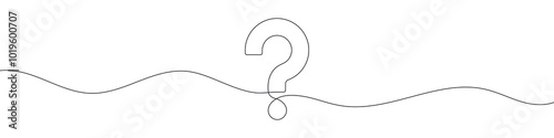 Continuous line drawing of question mark symbol. One line drawing. Single line art. Vector illustration.