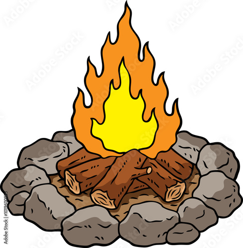 Vector Cartoon Hand Drawn Camp Fire
