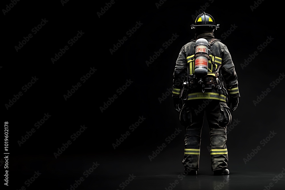 Firefighter Standing in Darkness Firefighter Standing in Darkness