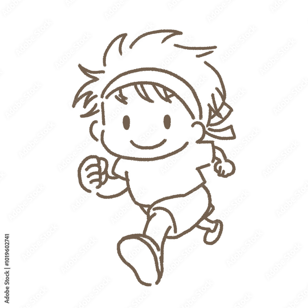 運動会でかけっこを頑張る男の子