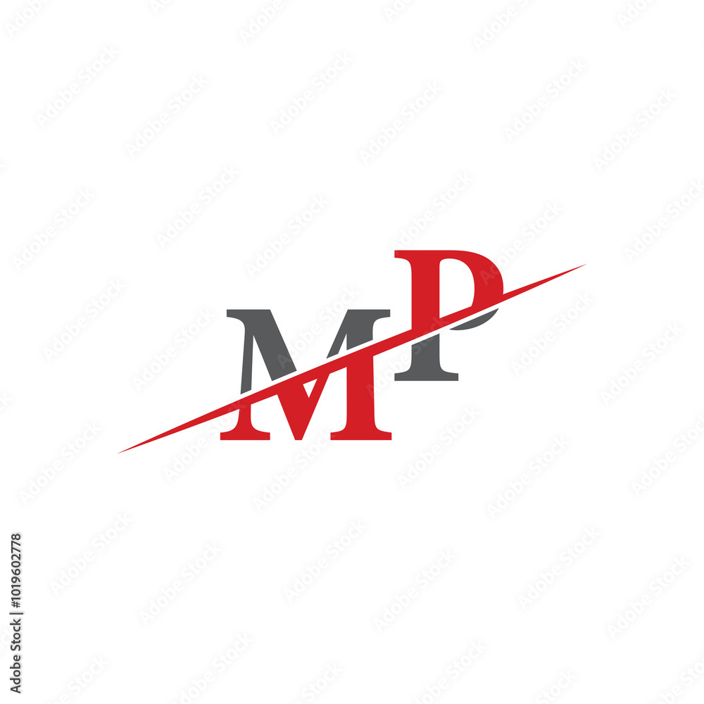 Minimalist MP Logo with Dynamic Diagonal Line Minimalist MP Logo with Dynamic Diagonal Line