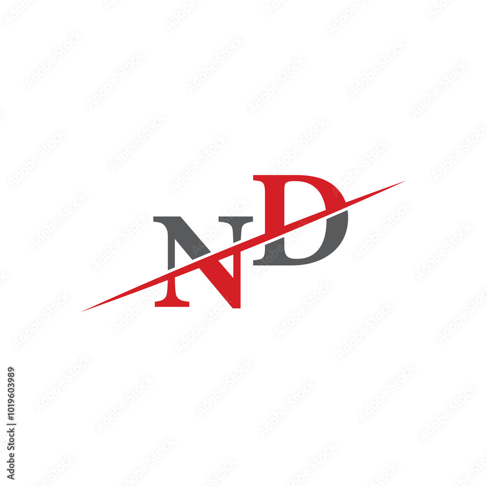 Minimalist ND Logo with Dynamic Diagonal Line Minimalist ND Logo with Dynamic Diagonal Line