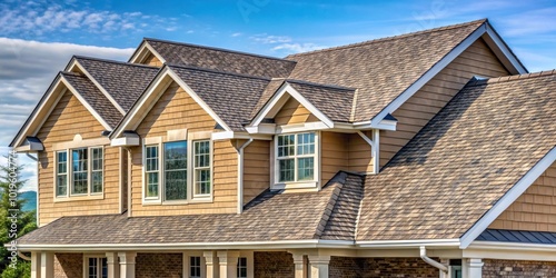 Roofing shingles covering the roof of a newly constructed house, roofing, shingles, roof, construction, home, architecture