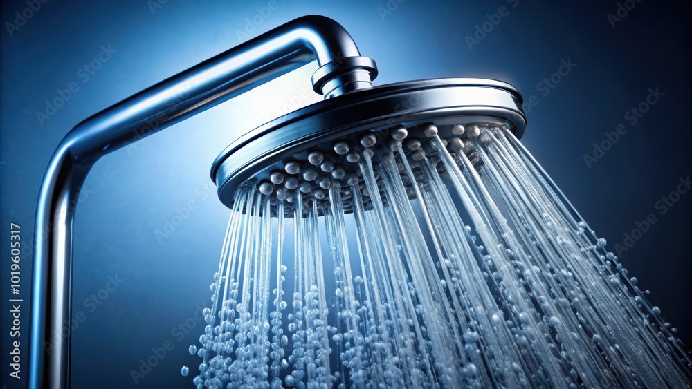 Showerhead spraying virus particles, emphasizing hygiene and cleanliness, shower, water, virus, particles Showerhead spraying virus particles, emphasizing hygiene and cleanliness, shower, water, virus, particles