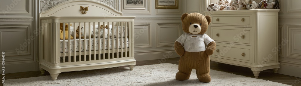 Cozy Nursery Decor with Christmas Ornaments and Teddy Bear