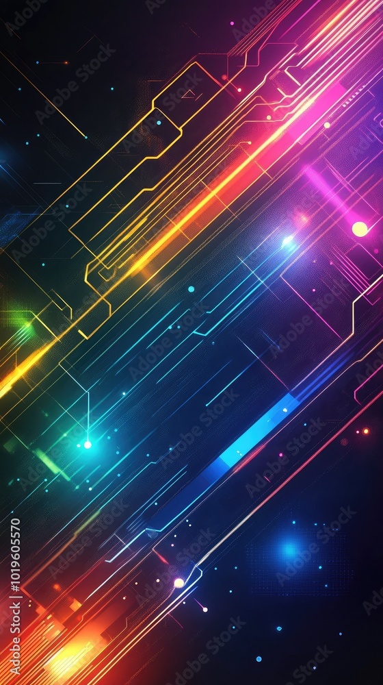 Obraz premium Vibrant abstract digital lines on dark background