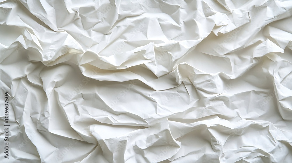 Obraz premium Crumpled White Paper Texture Background : Generative AI