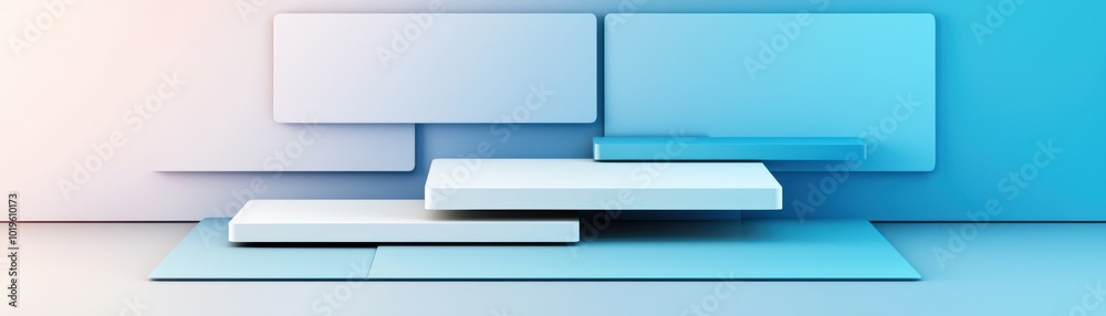 Abstract geometric shapes in blue tones on a white background, creating a modern and clean design. Abstract geometric shapes in blue tones on a white background, creating a modern and clean design.