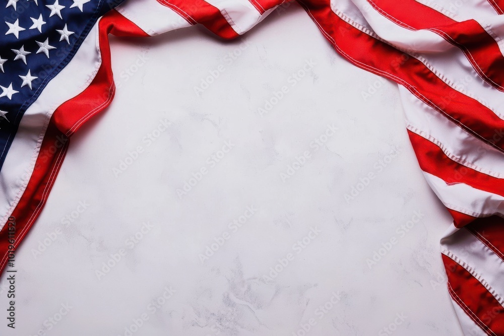 American flag draped on a textured background, perfect for patriotic themes and celebrations. American flag draped on a textured background, perfect for patriotic themes and celebrations.