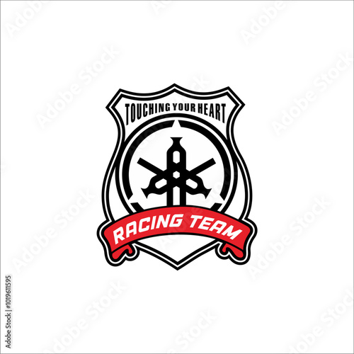 The logo element says touching your heart, racing team photo