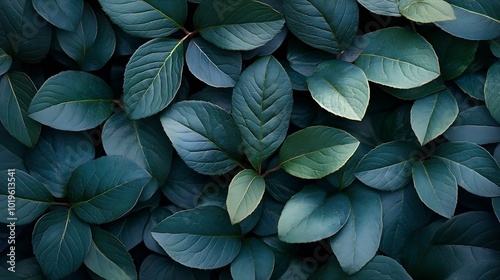 Dark green leaves abstract background closeup : Generative AI