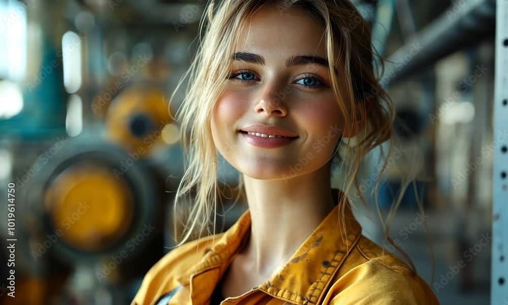Smiling Woman in a Yellow Jacket Smiling Woman in a Yellow Jacket