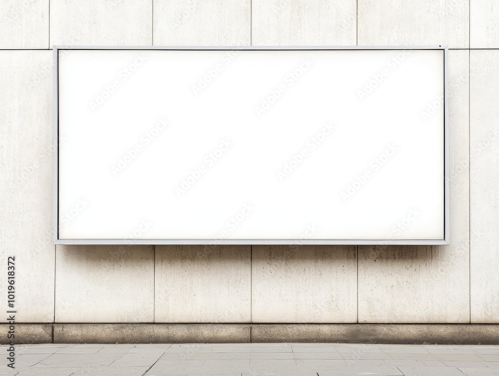 2408 142.A large blank billboard mounted on an office wall, its white surface smooth and ready for branding or advertising. The clean lines of the billboard contrast with the textured fabric wall 2408 142.A large blank billboard mounted on an office wall, its white surface smooth and ready for branding or advertising. The clean lines of the billboard contrast with the textured fabric wall