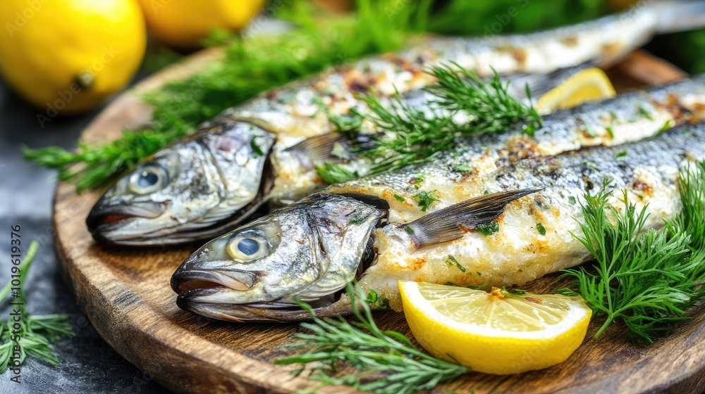 Grilled Fish with Lemon and Fresh Herbs Presentation Grilled Fish with Lemon and Fresh Herbs Presentation