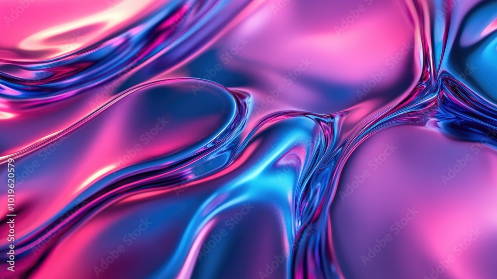 Abstract Metallic Liquid Swirls in Pink and Blue Hues Abstract Metallic Liquid Swirls in Pink and Blue Hues