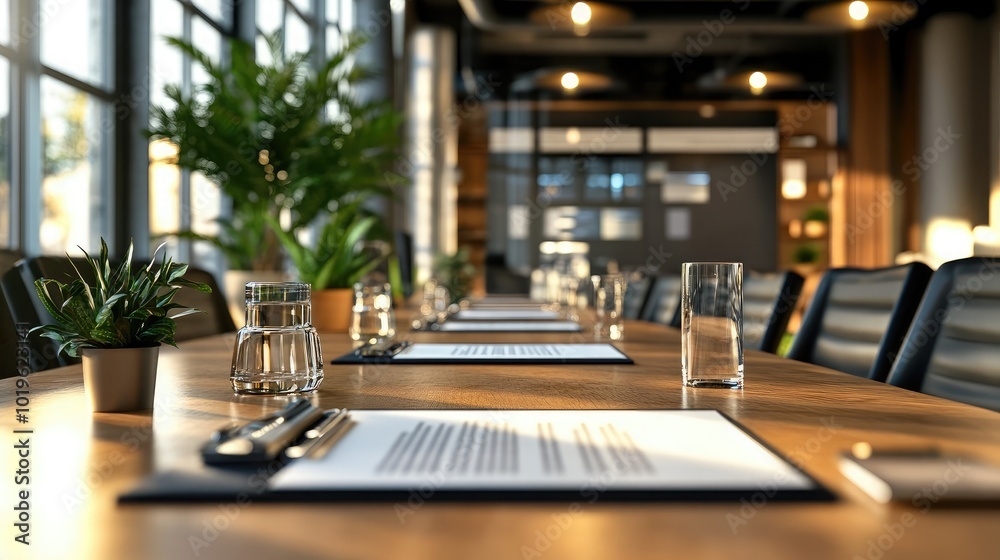 Modern Conference Room with Natural Light and Plants Modern Conference Room with Natural Light and Plants