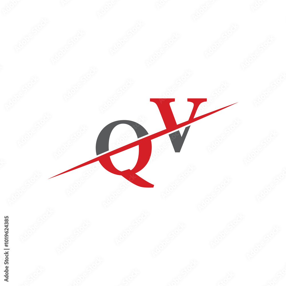 QV Minimalist Logo with Dynamic Diagonal Line