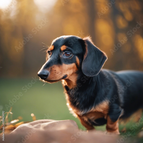 Cute Dachshund Dog Photograph Closeup photo