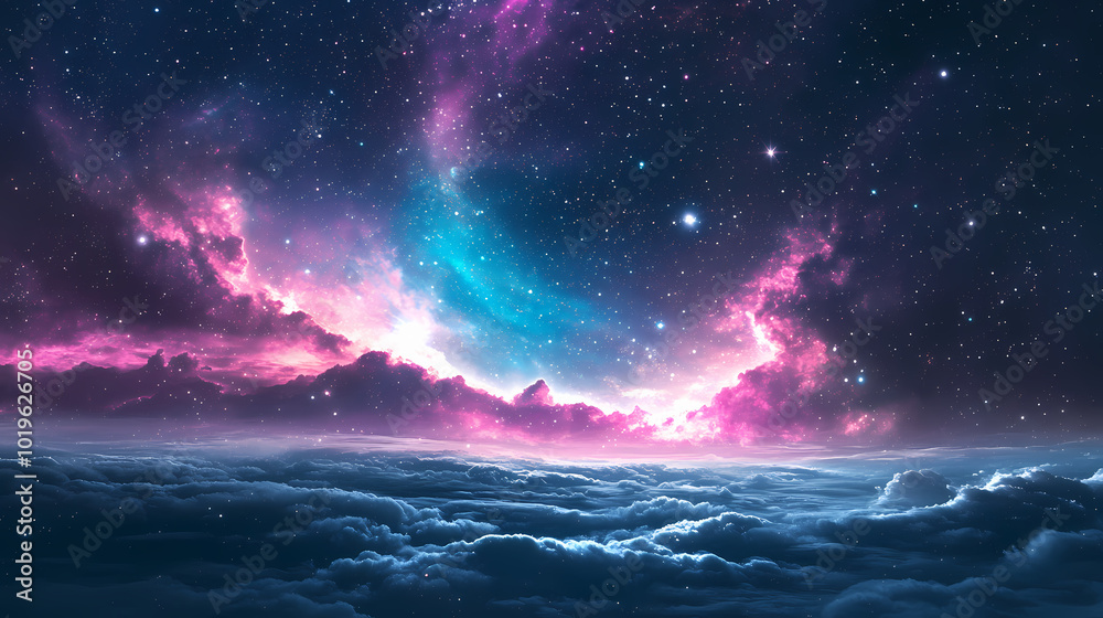 Aurora with space and sky. Northern Lights. Illustration Aurora with space and sky. Northern Lights. Illustration