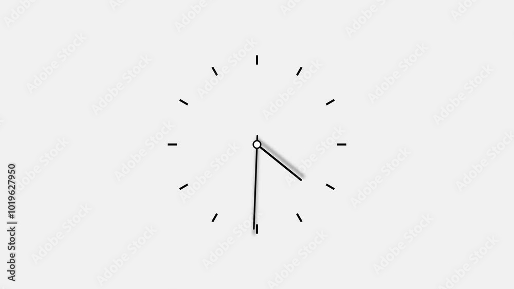 Analog Clock icon animation, 24 hours arrow fast rotated 4k animation.