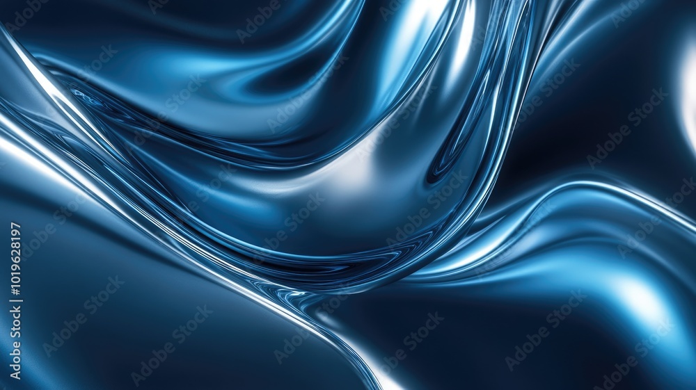 Obraz premium Abstract Blue Swirling Liquid Metal Background
