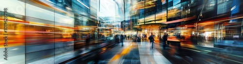 Modern business and city architecture photo abstract double exposure collage of various professional business people in an urban city scene for banner. Generative AI