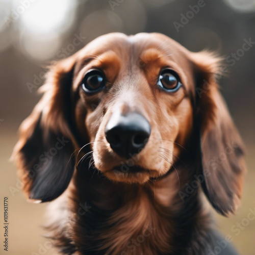 Cute Dachshund Dog Photograph Closeup photo