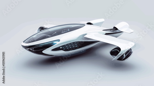 3D rendering of a futuristic drone isolated on a white background. 
