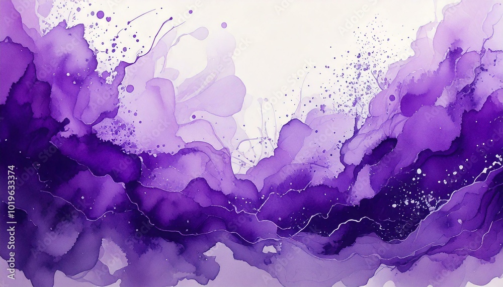 Obraz premium purple ink splashes on white, purple water splashes, purple water splash, purple water splash isolated, purple watercolor paint splashes, purple watercolor splashes, abstract watercolor background