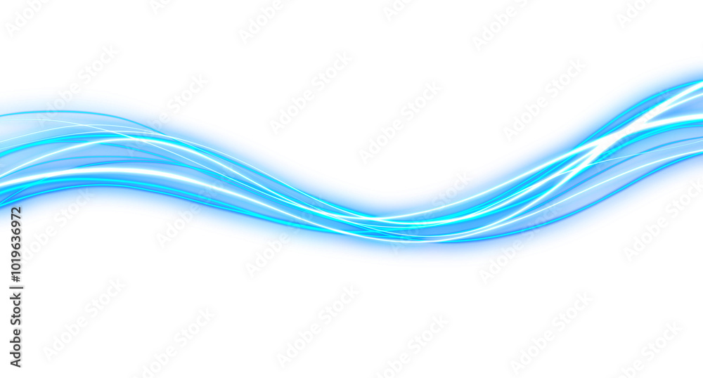 Naklejka premium Intense blue Neon Light Stream on a transparent background