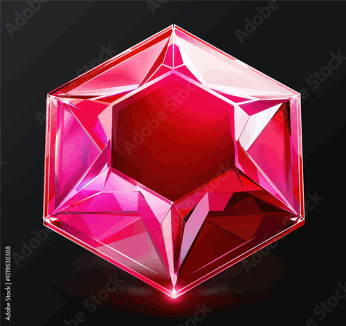 Red Gemstone 3D Render 
