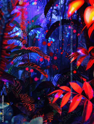 Neon Jungle Leaves and Lights 
