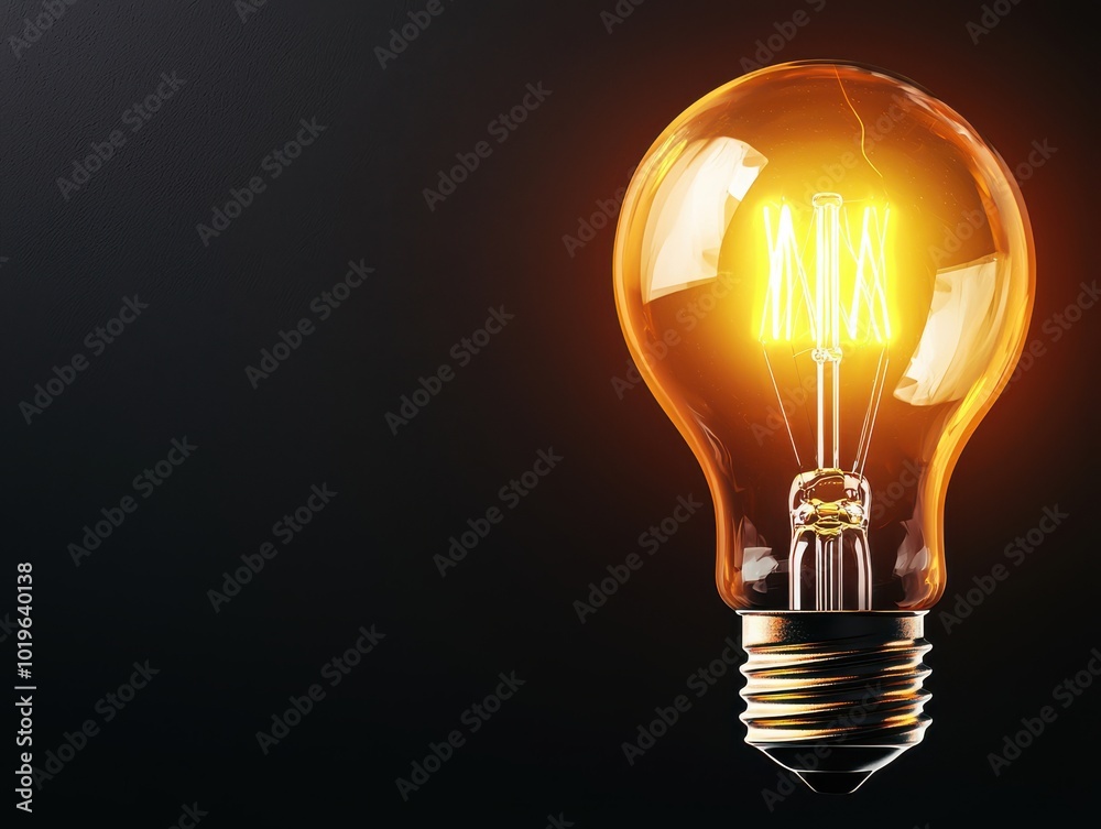 Illuminated light bulb glowing against a dark background, symbolizing ideas and innovation. Illuminated light bulb glowing against a dark background, symbolizing ideas and innovation.