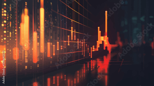 Abstract Red Stock Chart Background