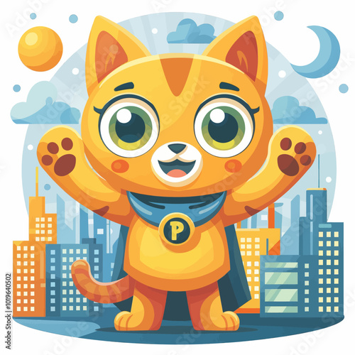 Superhero Cat in City 
