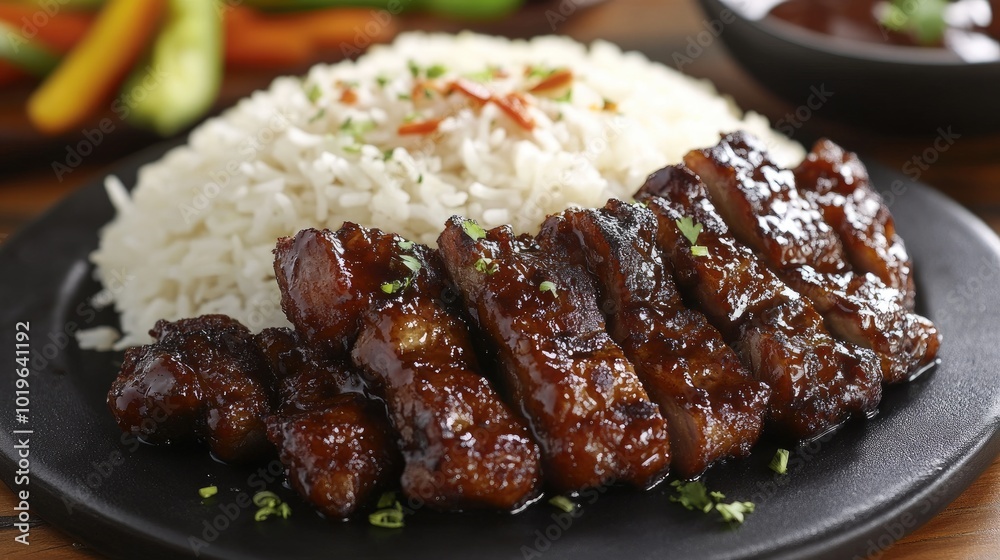 Savory Grilled Meat with Rice and Vegetables Savory Grilled Meat with Rice and Vegetables
