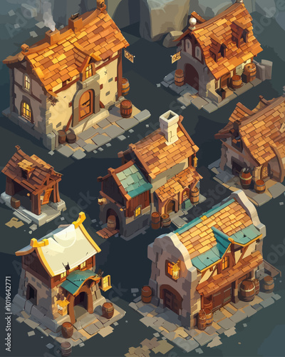 Isometric Village Buildings 
